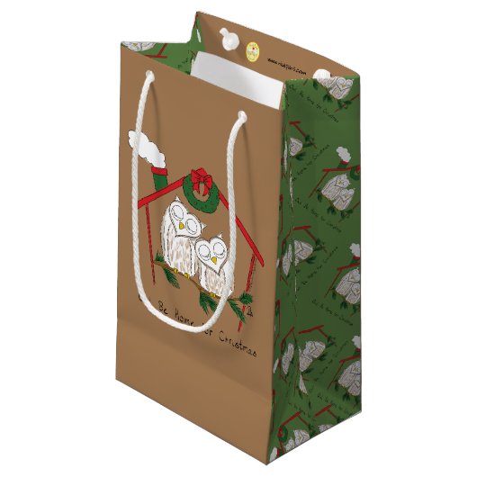 Owl Weihnachten Niedlich Funny Holiday Kleine Geschenktüte (Vorderseite Schrägansicht)
