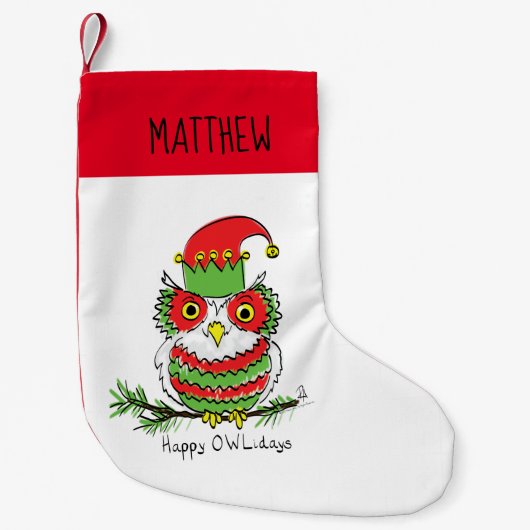 Owl Weihnachten Niedlich Funny Holiday Kleiner Weihnachtsstrumpf (Vorderseite)
