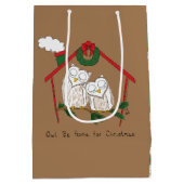 Owl Weihnachten Niedlich Funny Holiday Mittlere Geschenktüte (Rückseite)