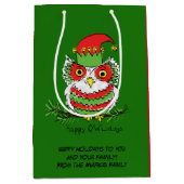 Owl Weihnachten Niedlich Funny Holiday Mittlere Geschenktüte (Vorderseite)