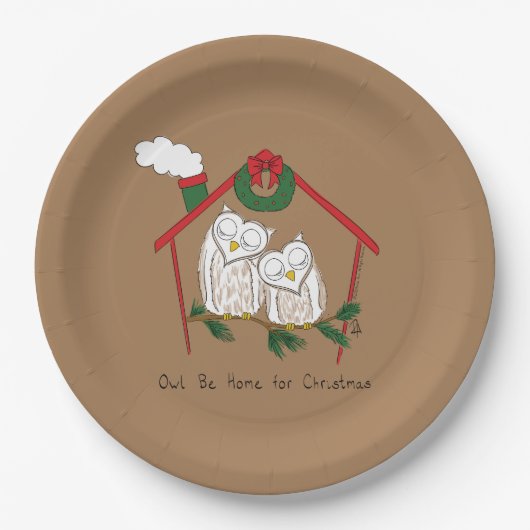 Owl Weihnachten Niedlich Funny Holiday Pappteller (Vorderseite)