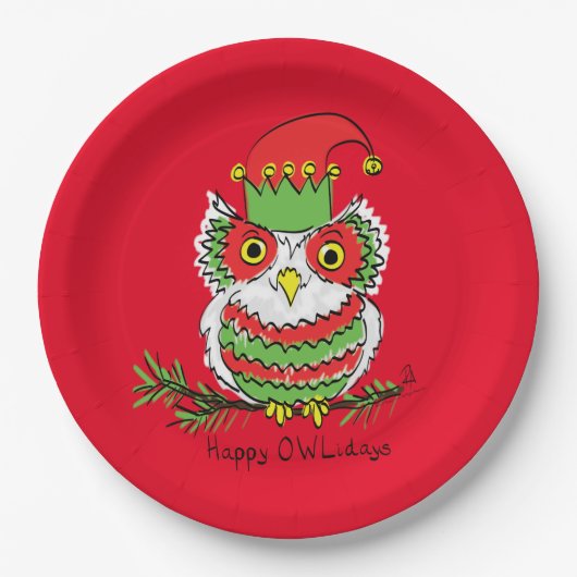 Owl Weihnachten Niedlich Funny Holiday Pappteller (Vorderseite)