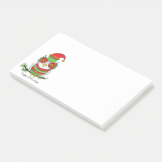 Owl Weihnachten Niedlich Funny Holiday Post-it Klebezettel (angewinkelt)