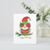 Owl Weihnachten Niedlich Funny Holiday Postkarte (Stehend Vorderseite)