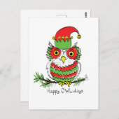 Owl Weihnachten Niedlich Funny Holiday Postkarte (Vorne/Hinten)