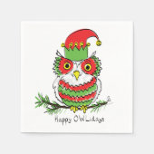 Owl Weihnachten Niedlich Funny Holiday Serviette (Vorderseite)