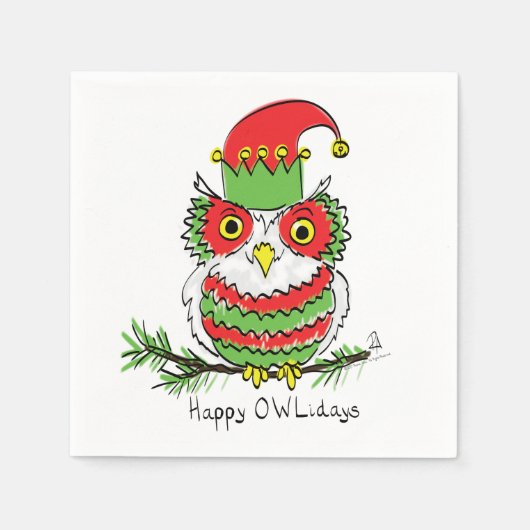 Owl Weihnachten Niedlich Funny Holiday Serviette (Vorderseite)