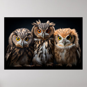 Owl Wild Animal Portrait Nature Beauty Poster