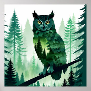 Owl Wildlife Animal Nature Forest Art Poster