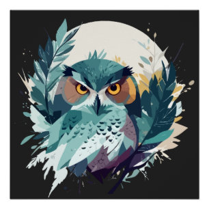 Owl Wildlife Animal Nature Outdoor Wasserfarbe Kun Poster