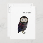 Owl Wildlife Illustration Niedlich Screening Hoot Postkarte (Vorne/Hinten)