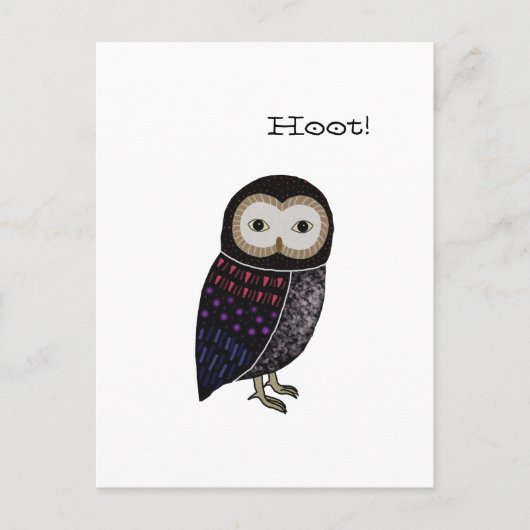 Owl Wildlife Illustration Niedlich Screening Hoot Postkarte (Vorderseite)