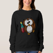 Owl Wine Drinking Women Owl Sweatshirt (Vorderseite)