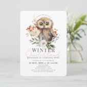 Owl Winter Onederland Girl 1. Geburtstag Einladung (Stehend Vorderseite)