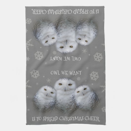 Owl Wir Wollte Weihnachts-Cheer Snowy Owls Geschirrtuch (Vertikal)