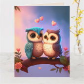 OWL WIRD IMMER LIEBE IHNEN - ROMANTISCHE GREETING  KARTE (Gelbe Blume)