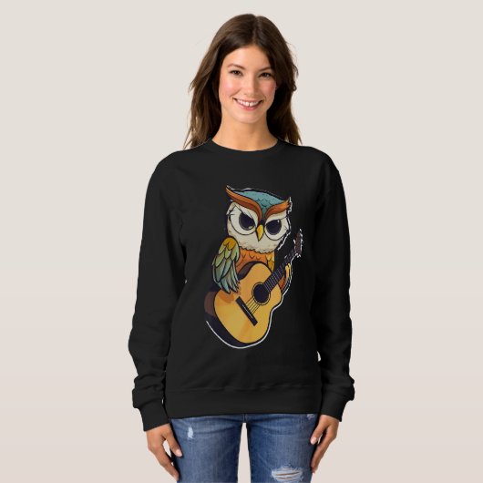 Owl with a guitar ,Owl Sweatshirt (Vorne ganz)