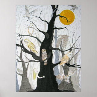 Owl Wood Poster