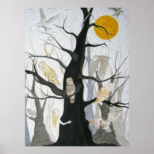 Owl Wood Poster (Vorne)