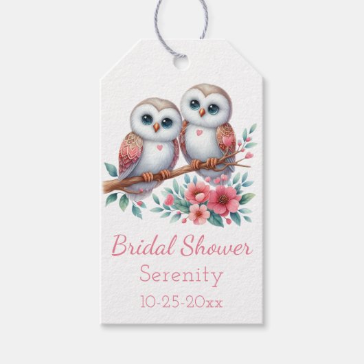 Owl Woodland Boho Rustic Country Bridal Shower Geschenkanhänger (Vorderseite)