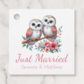Owl Woodland Boho Rustic Country Just Married Geschenkanhänger (Vorderseite)