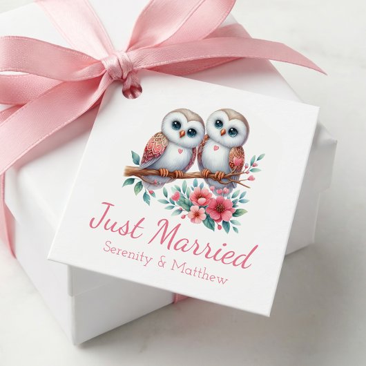 Owl Woodland Boho Rustic Country Just Married Geschenkanhänger