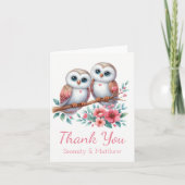 Owl Woodland Boho Rustic Country Thank You Wedding Dankeskarte (Vorderseite)