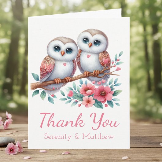 Owl Woodland Boho Rustic Country Thank You Wedding Dankeskarte