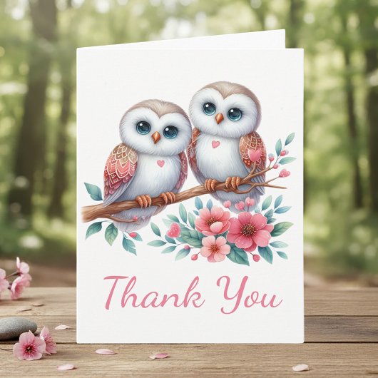 Owl Woodland Boho Rustic Country Thank You Wedding Dankeskarte