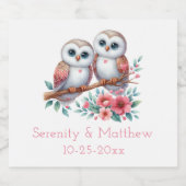 Owl Woodland Boho Rustic Country Wedding Alkoholflaschenetikett (Einzelnes Label)