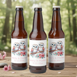 Owl Woodland Boho Rustic Country Wedding Bierflaschenetikett