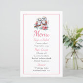 Owl Woodland Boho Rustic Country Wedding Menu (Stehend Vorderseite)