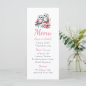 Owl Woodland Boho Rustic Country Wedding Menu Menükarte (Stehend Vorderseite)