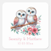 Owl Woodland Boho Rustic Country Wedding  Quadratischer Aufkleber (Vorderseite)