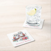 Owl Woodland Boho Rustic Country Wedding Rechteckiger Pappuntersetzer (Vor Ort)