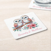 Owl Woodland Boho Rustic Country Wedding Rechteckiger Pappuntersetzer (angewinkelt)
