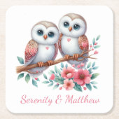Owl Woodland Boho Rustic Country Wedding Rechteckiger Pappuntersetzer (Vorderseite)