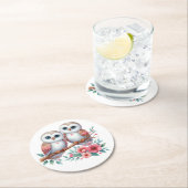 Owl Woodland Boho Rustic Country Wedding Runder Pappuntersetzer (Vor Ort)