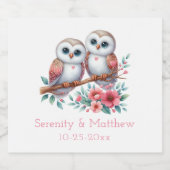 Owl Woodland Boho Rustic Country Wedding Schaumweinetikett (Einzelnes Label)