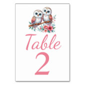 Owl Woodland Boho Rustic Country Wedding Tischnummer (Vorderseite)