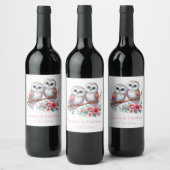 Owl Woodland Boho Rustic Country Wedding Weinetikett (Flaschen)