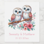 Owl Woodland Boho Rustic Country Wedding Weinetikett (Einzelnes Label)