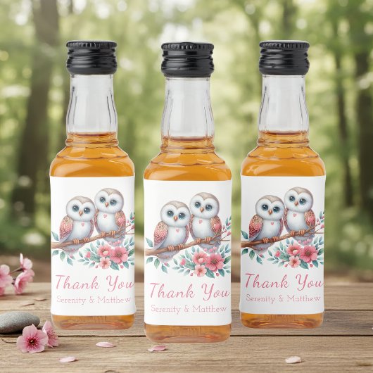Owl Woodland Boho Rustic thank You Country Wedding Alkoholflaschenetikett