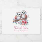 Owl Woodland Boho Rustic thank You Country Wedding Alkoholflaschenetikett (Einzelnes Label)