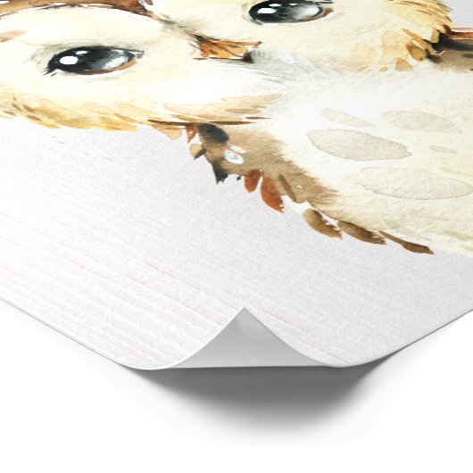 Owl Woodland Kinderzimmer Kunstdruckerei Poster (Ecke)