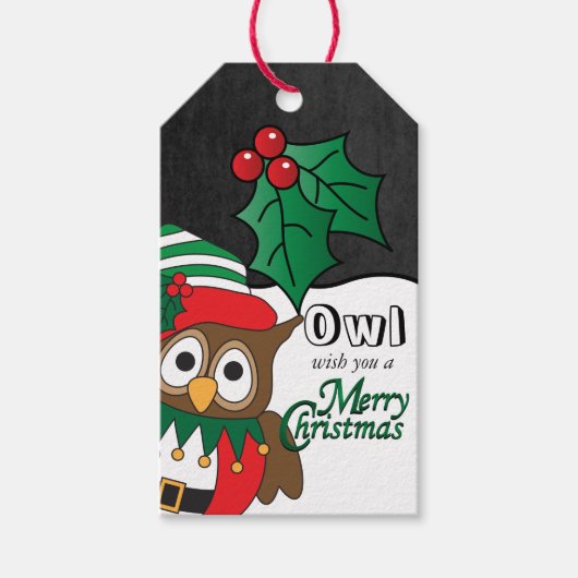 Owl wünscht dir ein frohes Weihnachtsfest Geschenkanhänger (Vorderseite)