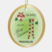 Owl wünscht dir ein frohes Weihnachtsgeschenk Keramikornament (Links)