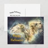 Owl Yellow Wings Spread Graphic Halloween Postkarte (Vorne/Hinten)