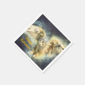 Owl Yellow Wings Spread Graphic Halloween Serviette (Ecke)