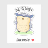 Owl You Doin Funny Bird Puff Aufkleber (Blatt)